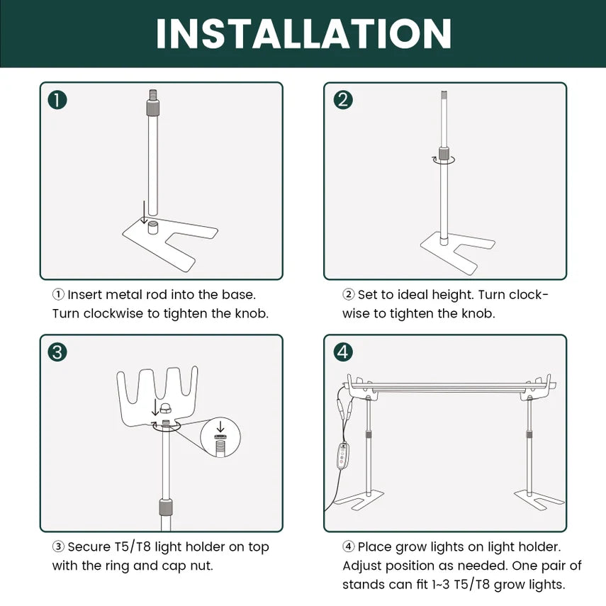4000K Power Grow Light Sets (Stand + 2ft Lights)