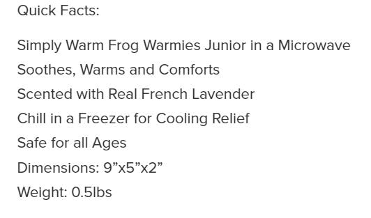 Warmies Junior Frog 9" by Homeportonline