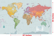 Wall Map Laminated World 67"Wx45"H by Homeportonline