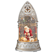 Lighted Kneeling Santa Arch Shimmering Merry Lites Waterglobe
