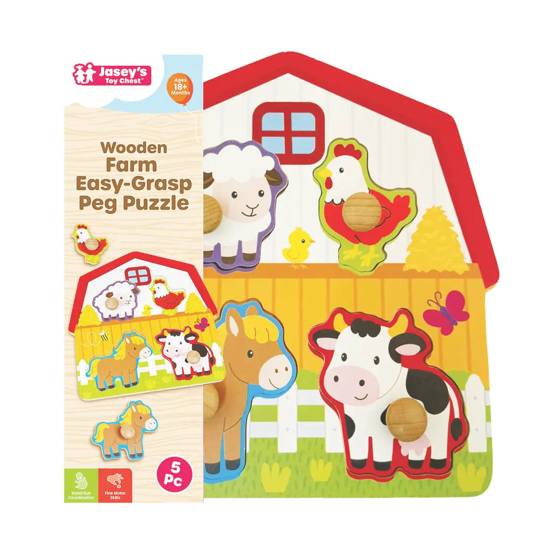 Wooden Farm Easy-Grasp Peg Puzzle