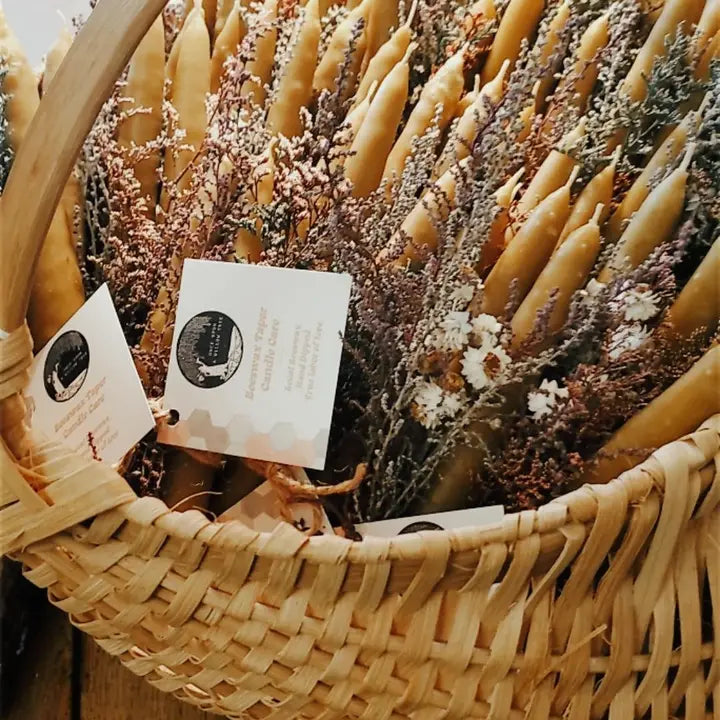 Beeswax Candle and Floral Bundle