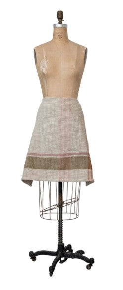 Woven Cotton & Linen Half Apron w/ Pocket, Multi Color Plaid by Homeportonline