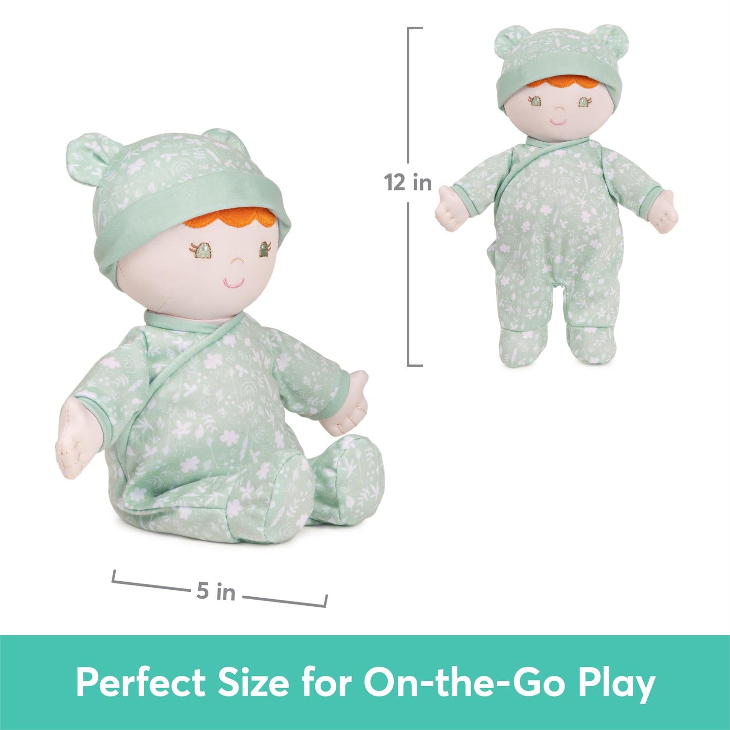 Plush Baby Doll Sustainable Daphnie Dressed In A Green Onesie by Homeportonline