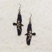 Raven Printed Wood Earrings