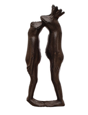 Decorative Sculpture Cast Iron Kissing Frog Prince Brown 8.75"h by Homeportonline