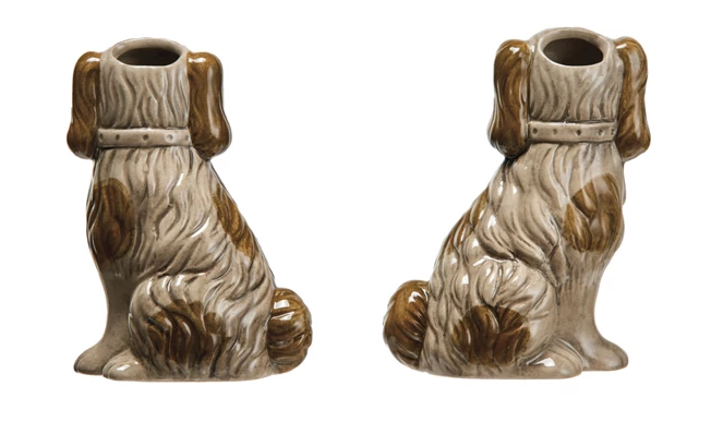 Vase Stoneware Vintage Reproduction Dog Brown 6"h (Sold Individually) by Homeportonline