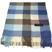 Blue Brown Plaid Cashmere Scarf