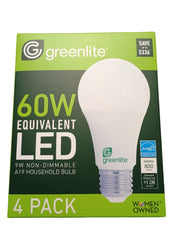 Light Bulb Pack of 4 Warm White LED Non-Dimmable 9W (60W Equivalent), A19, 800 Lumens, 3000K CCT by Homeportonline