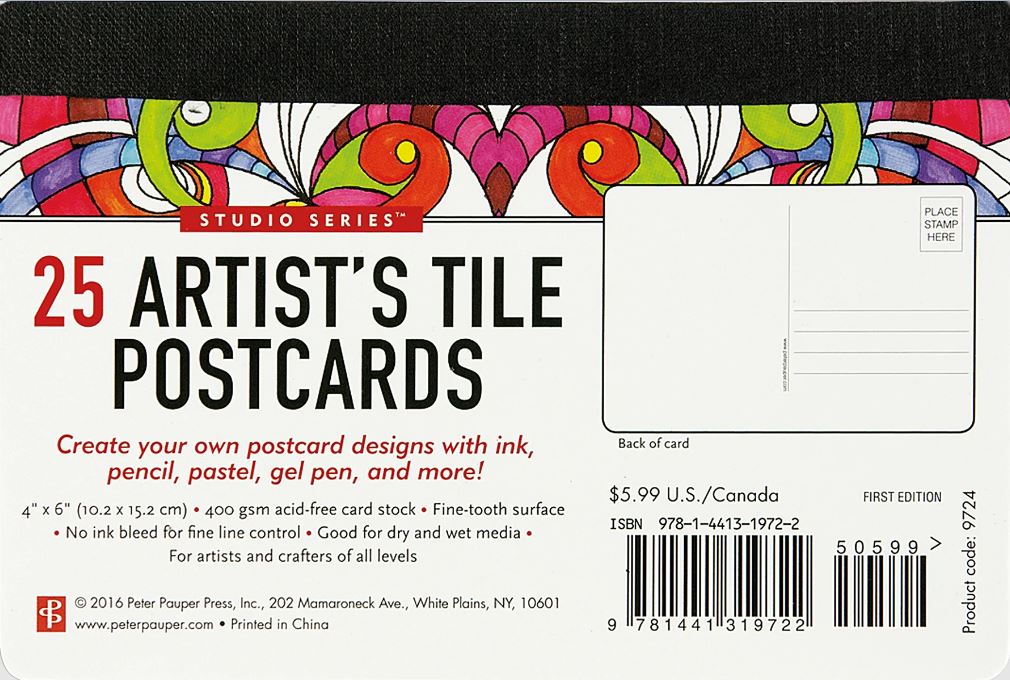 Art Center Artist's Postcard Blank Tiles Booklet of 25 by Homeportonline