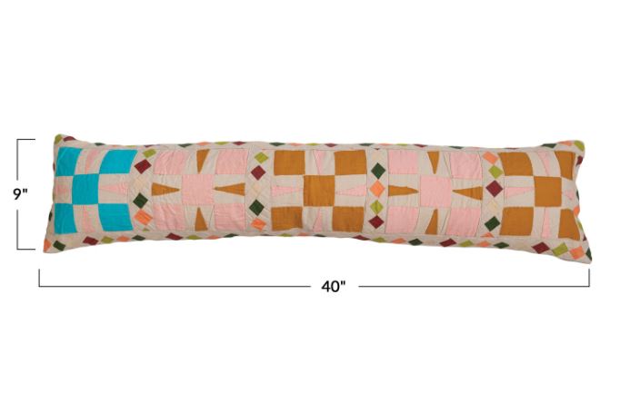 Pillow Quilted Cotton Multi colored 9" x 40" Rectangular by Homeportonline