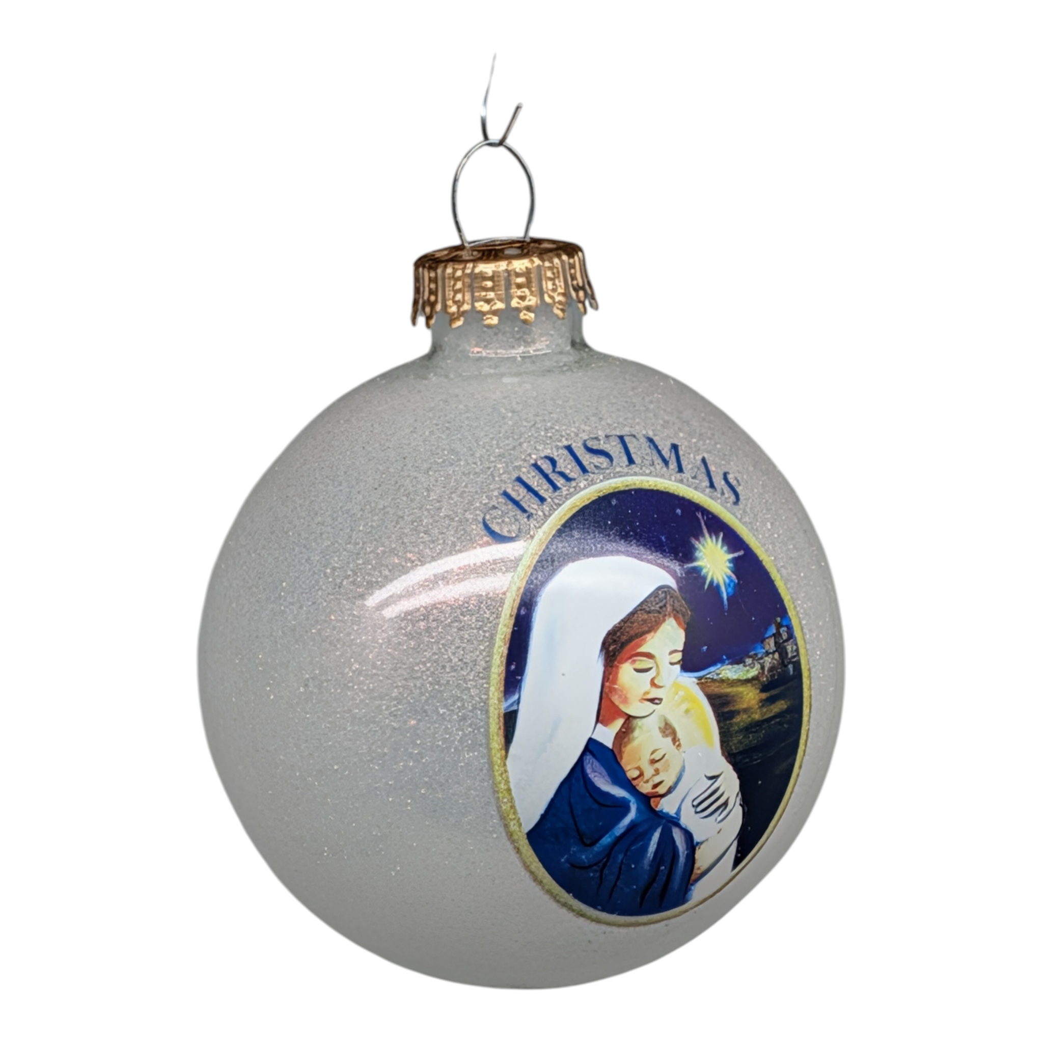 Mother and Child Nativity Glass Ball Ornament
