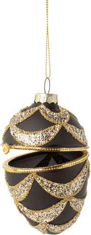 Ornament - Trinket Holder Ball Black & Gold by Homeportonline