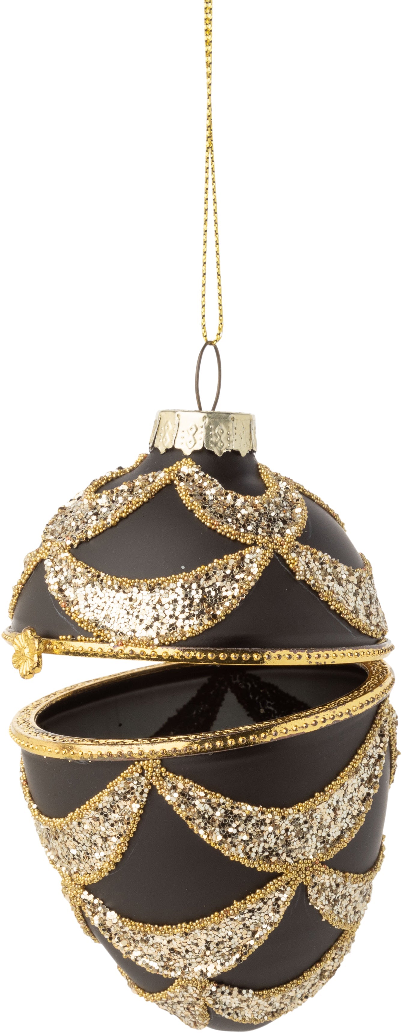 Ornament - Trinket Holder Ball Black & Gold by Homeportonline