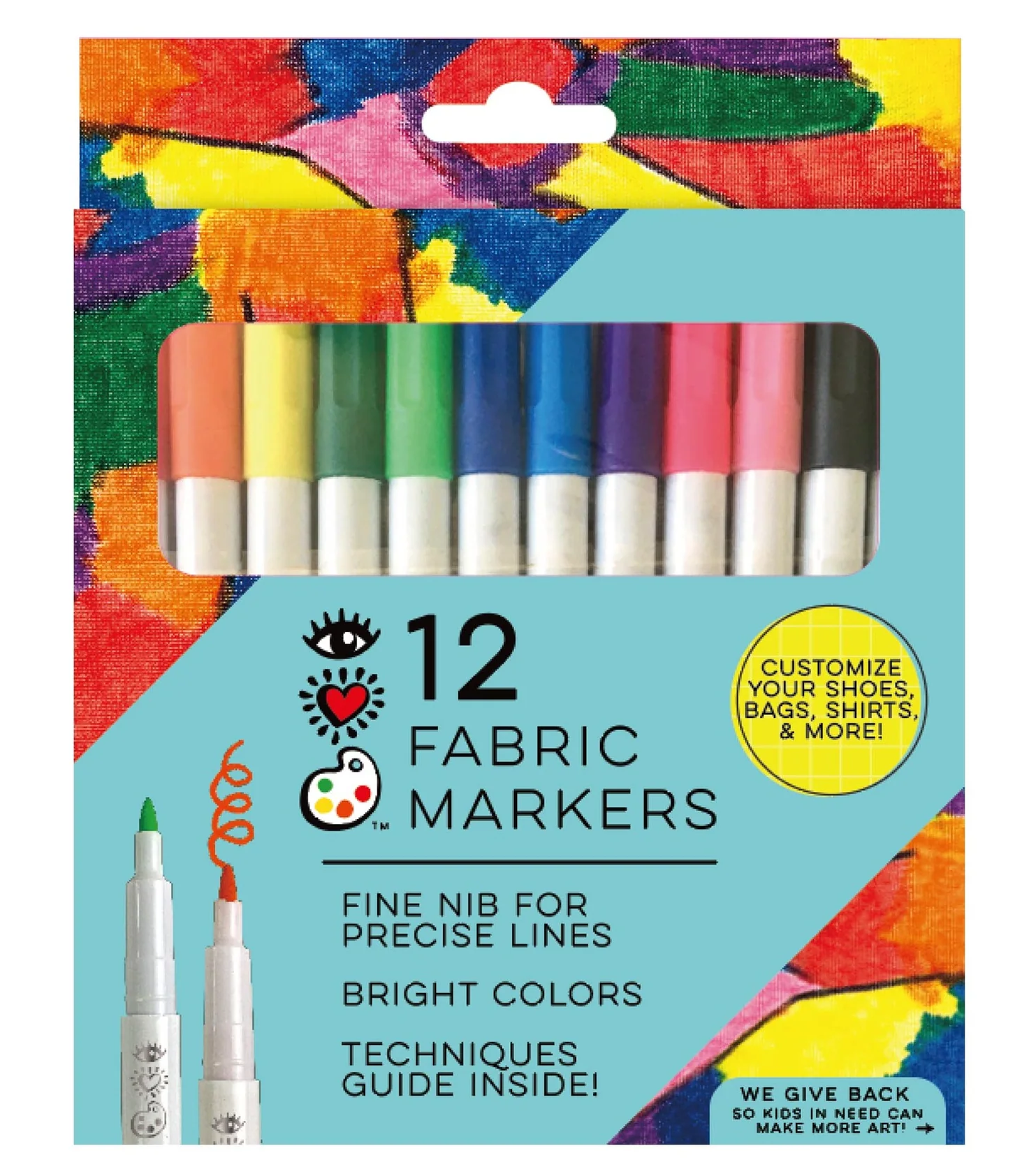 I Heart Art Fabric Markers 12 Colors by Homeportonline