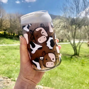Cow Cup, Animal Glass Cup, Iced Coffee Cup, Coffee Tumbler