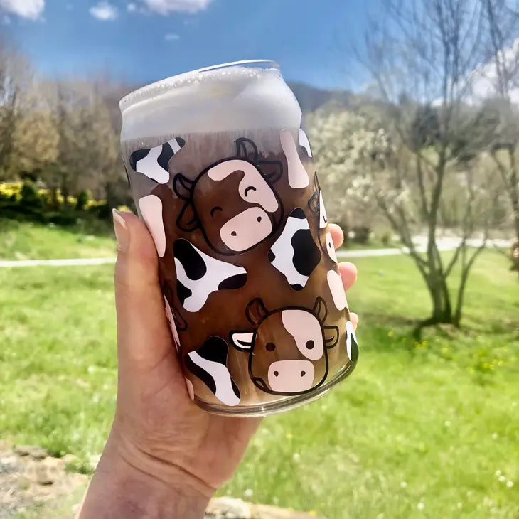 Cow Cup, Animal Glass Cup, Iced Coffee Cup, Coffee Tumbler