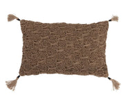 Pillow Lumbar Macrame Woven Cotton & Jute Brown & Tan 12" x 20" by Homeportonline