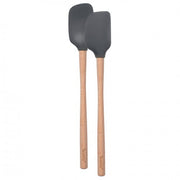 Mini Wood Handle Flex Core Spatula & Spoonula S/2- Charcoal by Homeportonline