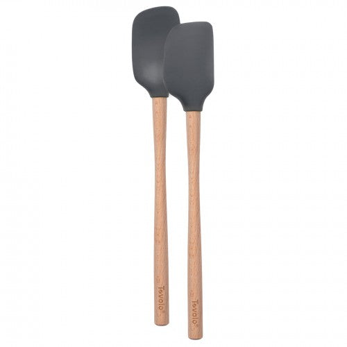 Mini Wood Handle Flex Core Spatula & Spoonula S/2- Charcoal by Homeportonline