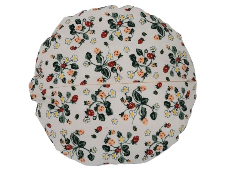 Pillow Round Strawberry Floral Pattern 16" Diameter by Homeportonline