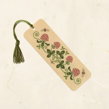 Red Clover Wood Bookmark with Tassel