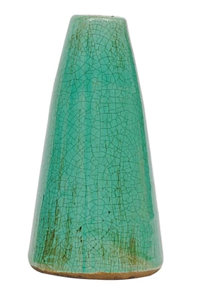 Vase Glazed Terracotta Cone Shape Turquoise 7.5" Large by Homeportonline