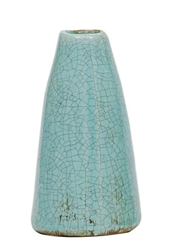 Vase Glazed Terracotta Cone Shape Turquoise 6" High Medium by Homeportonline