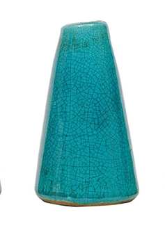 Vase Glazed Terracotta Cone Shape Turquoise 5" High Small by Homeportonline