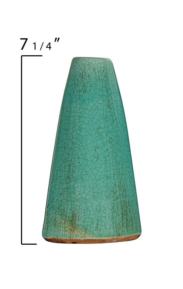 Vase Glazed Terracotta Cone Shape Turquoise 7.5" Large by Homeportonline
