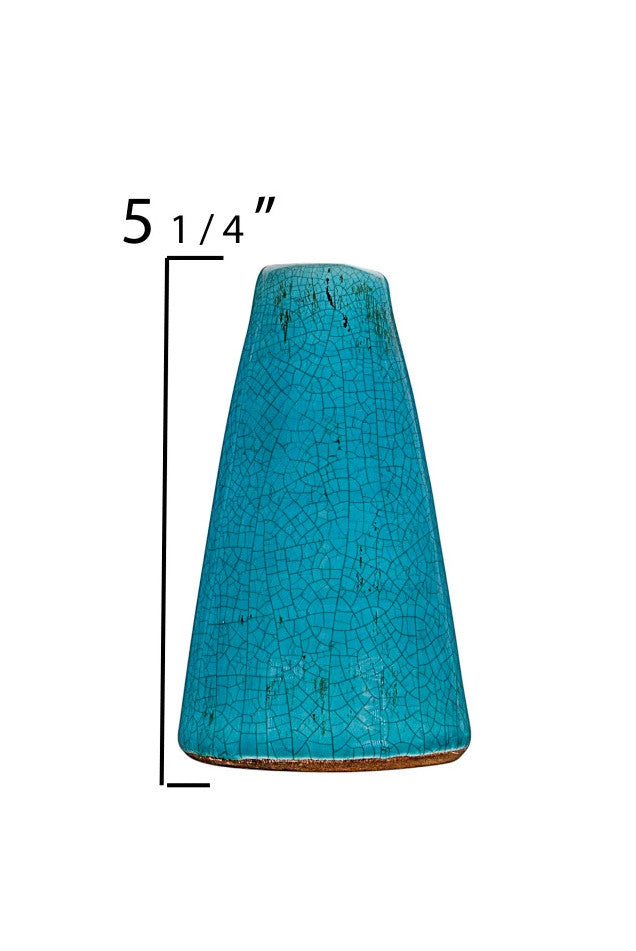 Vase Glazed Terracotta Cone Shape Turquoise 5" High Small by Homeportonline