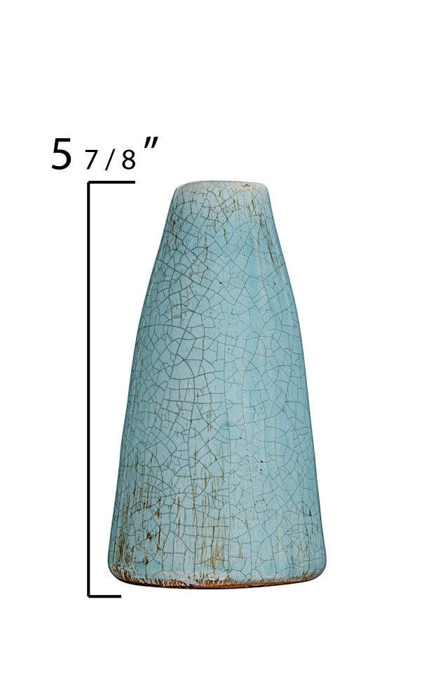 Vase Glazed Terracotta Cone Shape Turquoise 6" High Medium by Homeportonline