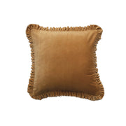 Pillow Cotton Velvet Ruffled Trim Mustard Yellow 20" Square by Homeportonline