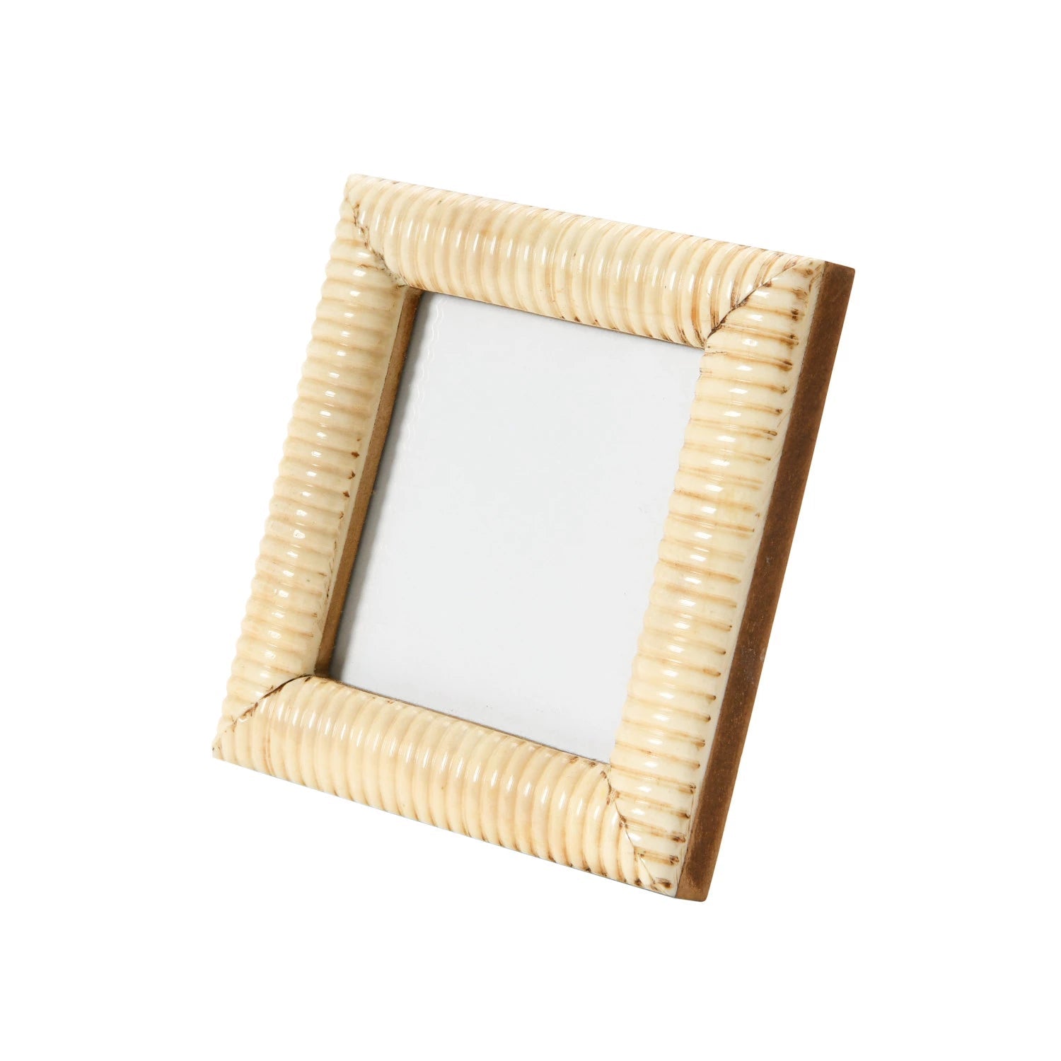 Frame Hand Carved Bone Ribbed Natural Holds 4" x 4" by Homeportonline