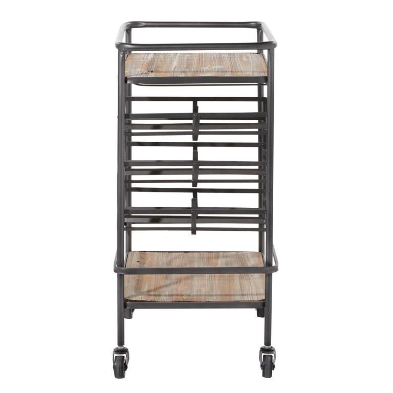 Brown Wood Rolling 2 Shelf Bar Cart by Homeportonline