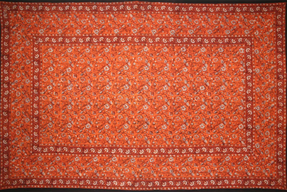 Tapestry Twin Size Earth Dabu Orange Red by Homeportonline