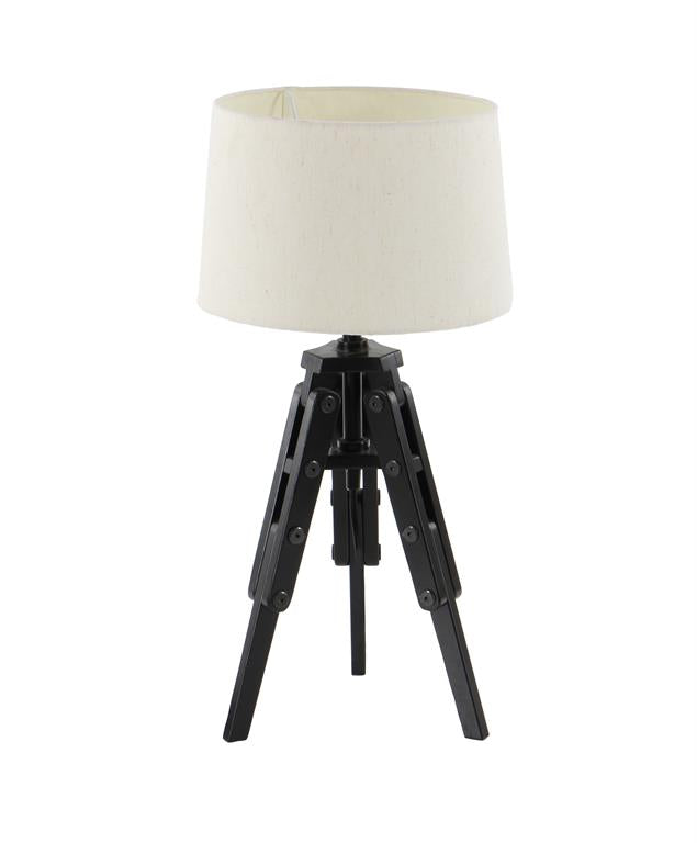 Industrial Style Black Pine Wood Tripod Table Lamp by Homeportonline