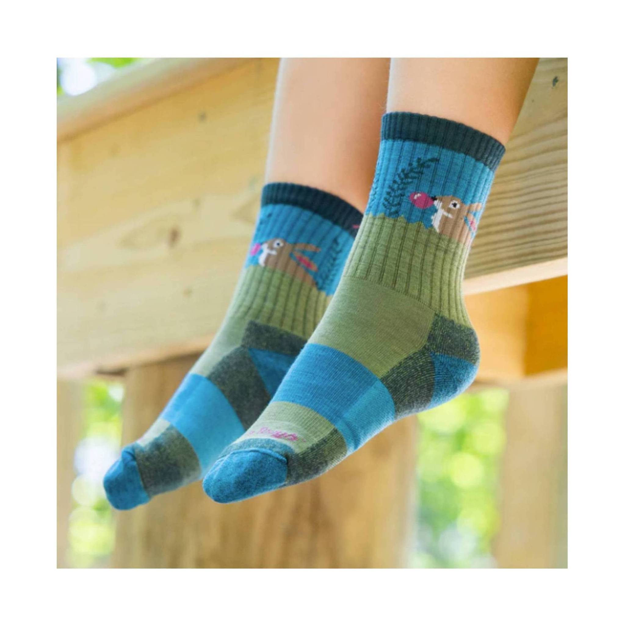 Darn Tough Vermont Kids' Bubble Bunny Jr. Micro Crew Lightweight Sock - Willow by Lenny's Shoe & Apparel
