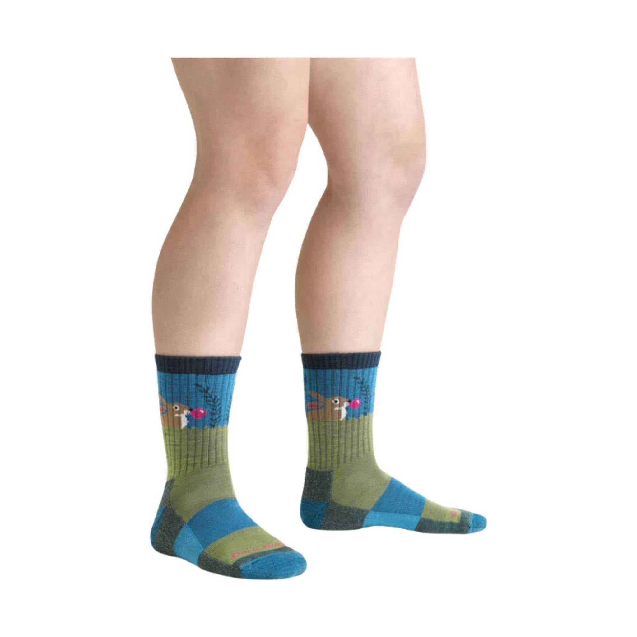 Darn Tough Vermont Kids' Bubble Bunny Jr. Micro Crew Lightweight Sock - Willow by Lenny's Shoe & Apparel