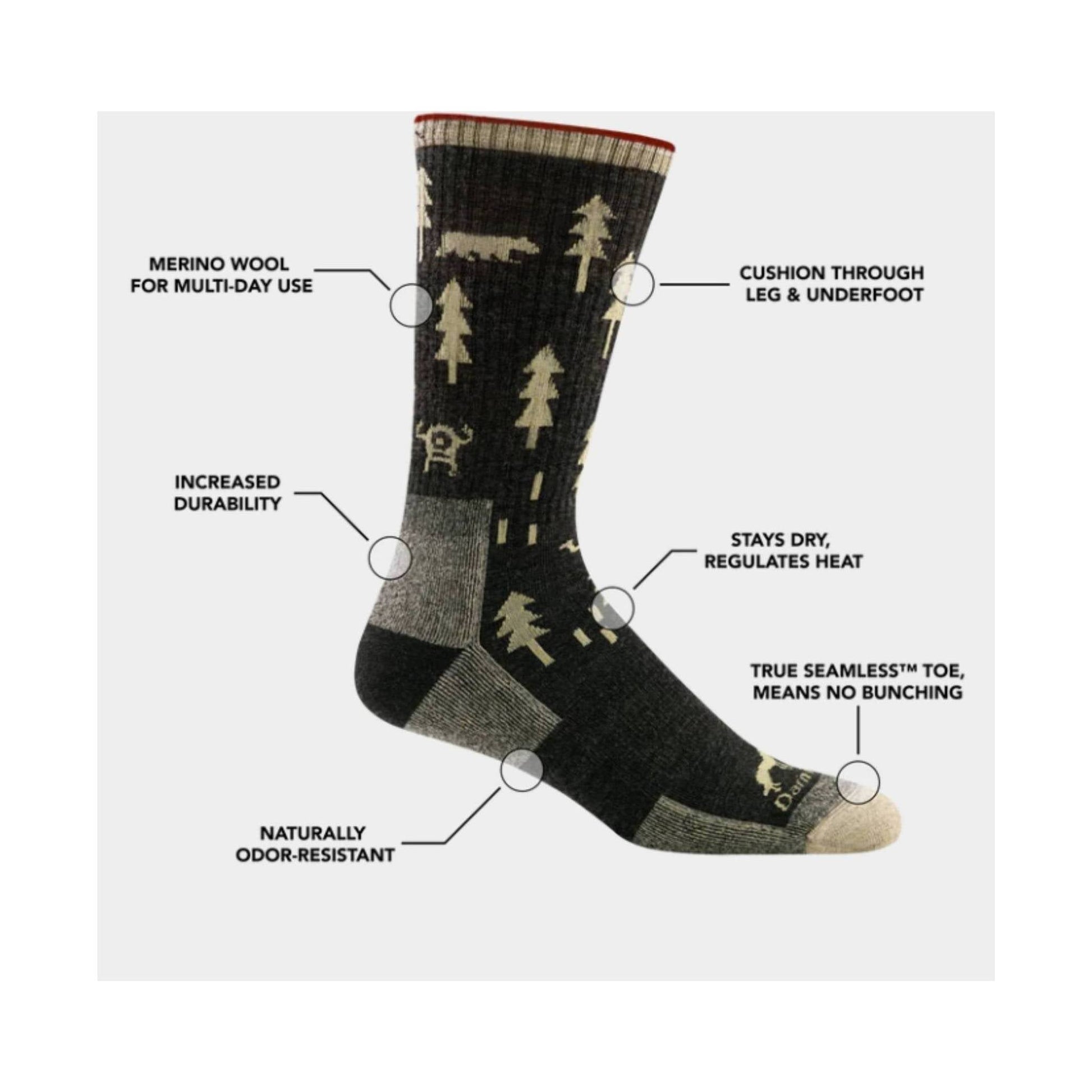 Darn Tough Vermont Men's ABC Boot Midweight Hiking Sock - Black by Lenny's Shoe & Apparel