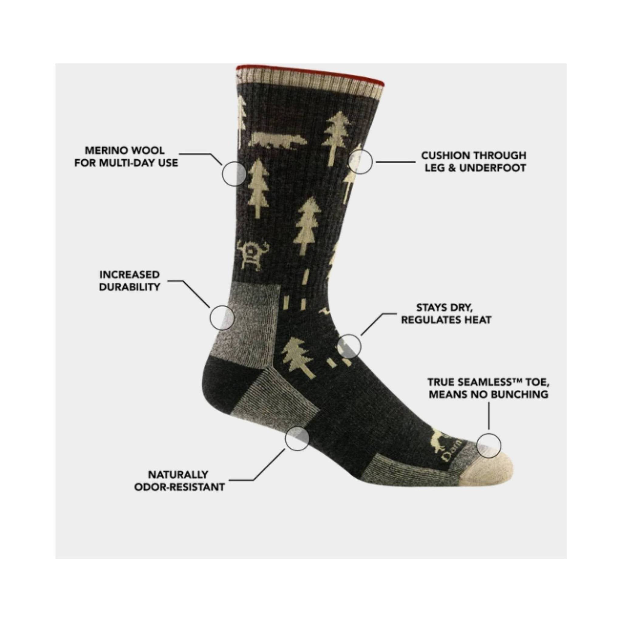 Darn Tough Vermont Men's ABC Boot Midweight Hiking Sock - Black by Lenny's Shoe & Apparel