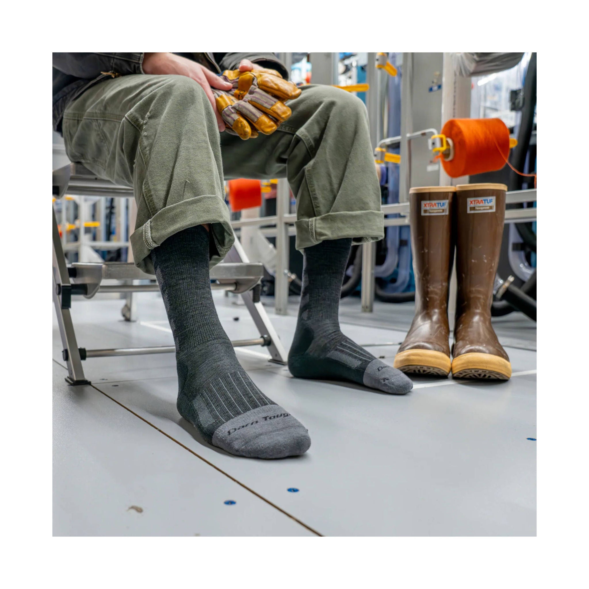 Darn Tough Vermont Men's Stanley K Boot Lightweight Work Sock - Gravel by Lenny's Shoe & Apparel