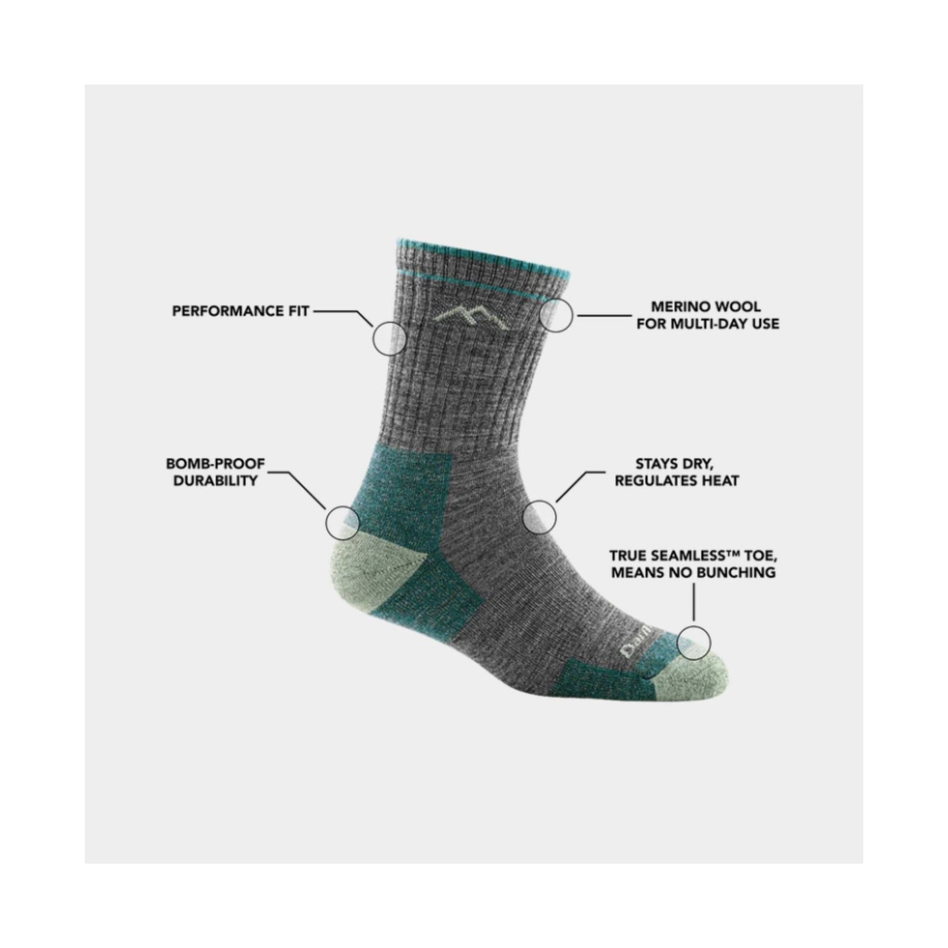 Darn Tough Vermont Women's Hiker Micro Crew Cushion - Slate by Lenny's Shoe & Apparel