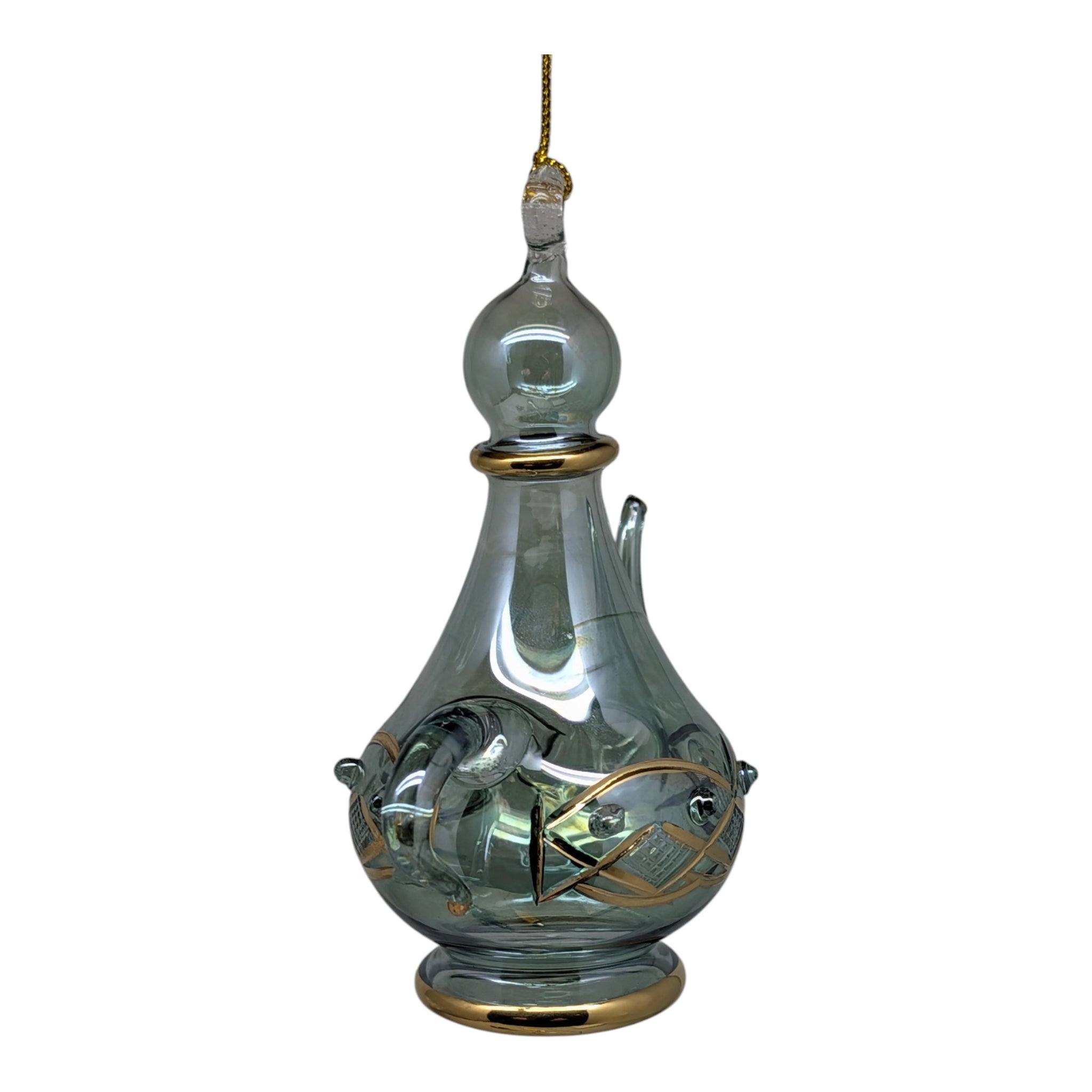 Smoky Sage Genie Bottle with Ornate Gold Filigree
