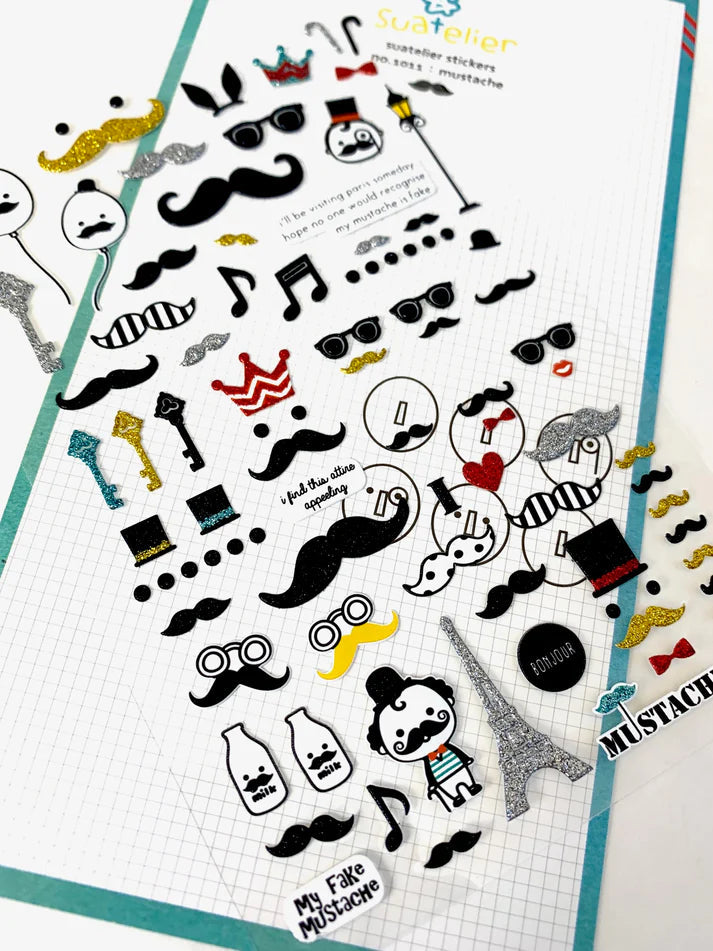 Stickers Mustache Glitter by Homeportonline