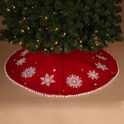 48" Red Felt Pom Pom Tree Skirt