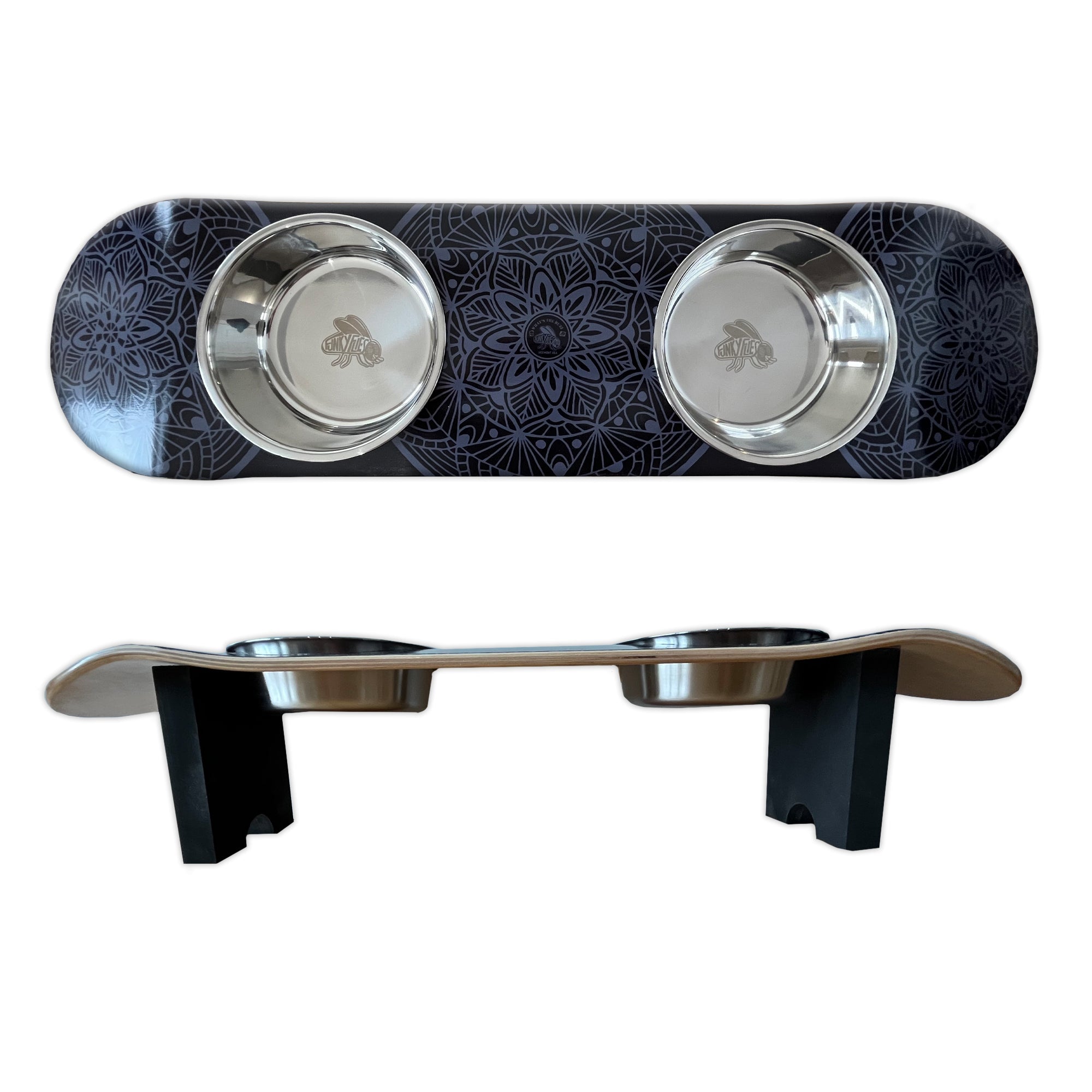 Dream Catcher - Elevated Skateboard Dog Feeding Stand with 2 Bowls