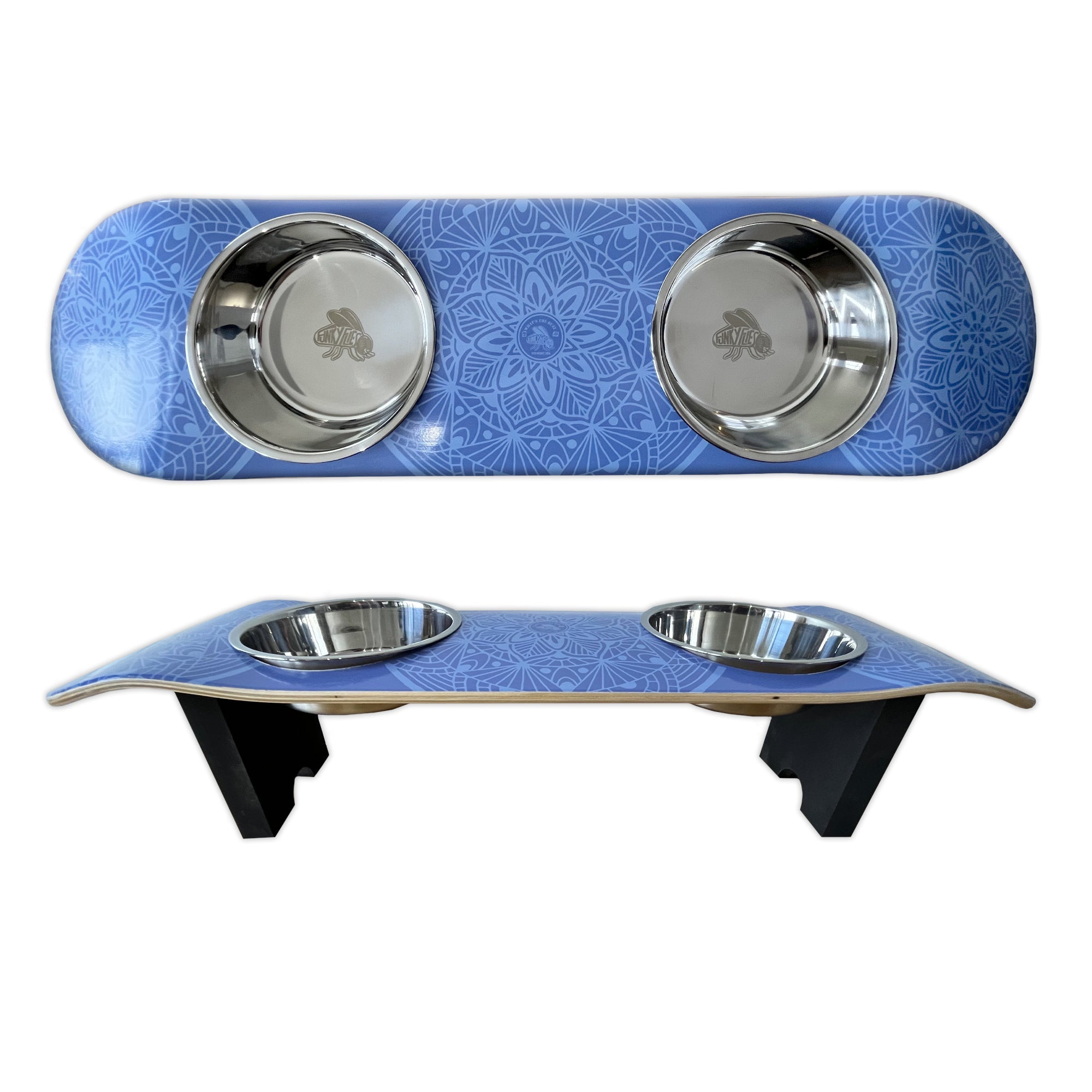 Dream Catcher - Elevated Skateboard Dog Feeding Stand with 2 Bowls