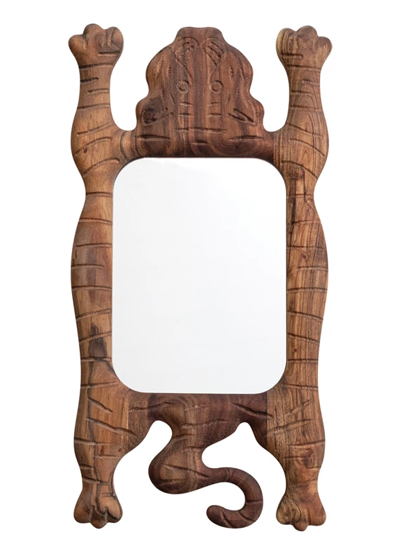 Mirror Acacia Wood Tibetan Tiger 25.5"h by Homeportonline