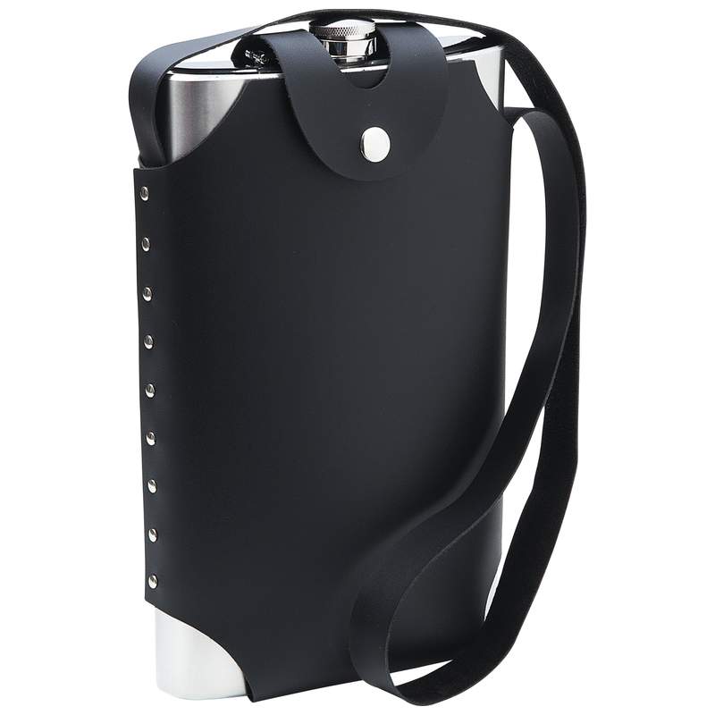 Flask - Maxam Jumbo Stainless Steel w/ Sheath and Shoulder Strap 24oz by Homeportonline
